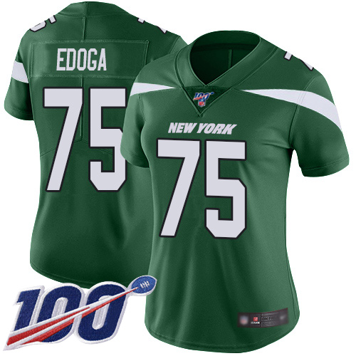 New York Jets Limited Green Women Chuma Edoga Home Jersey NFL Football #75 100th Season Vapor Untouchable->women nfl jersey->Women Jersey